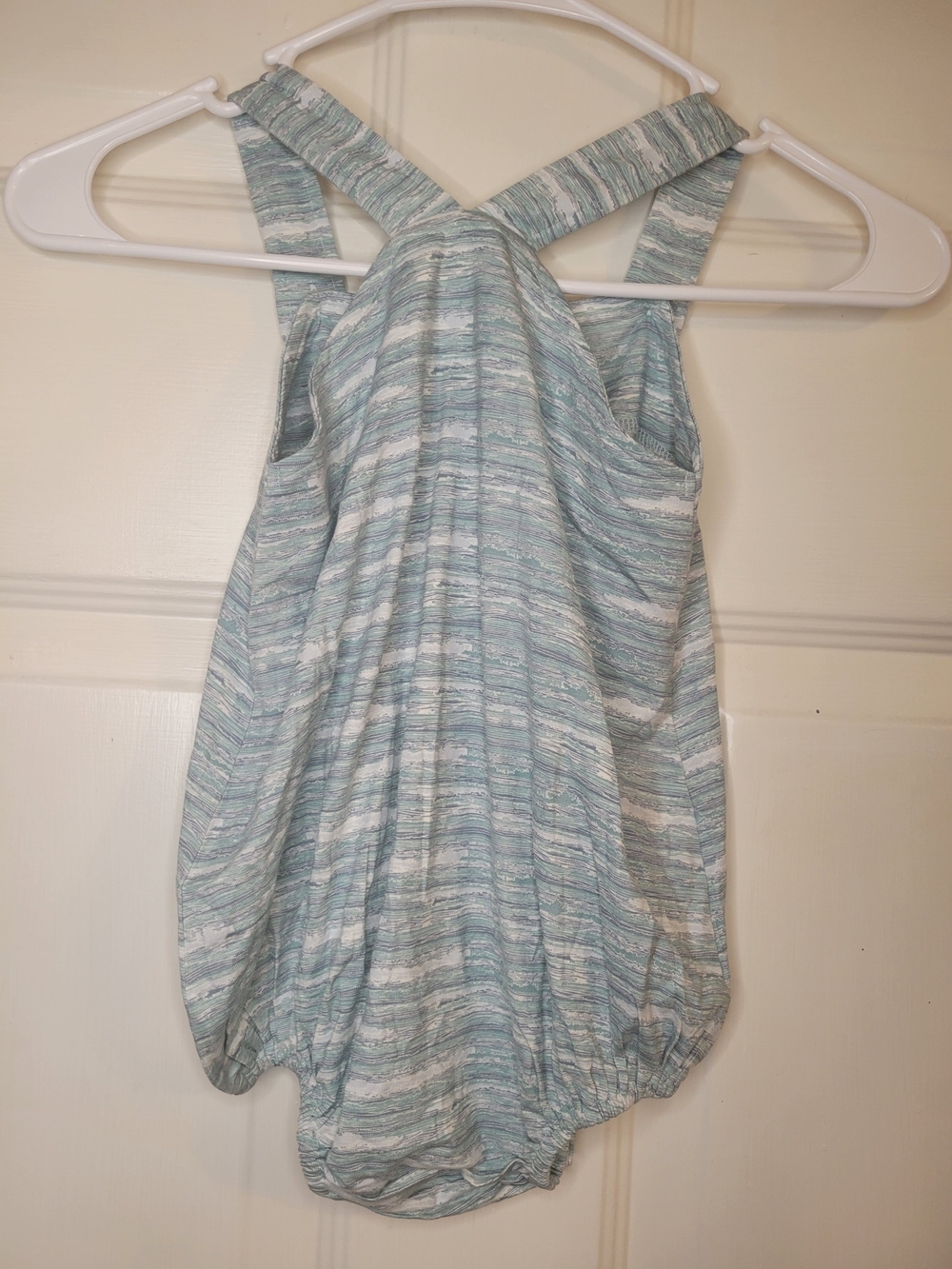 Kate Quinn Light Blue and Gray Striped Baby Romper - Picture 7 of 7